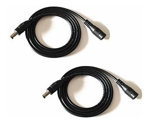 2pcs 3.28ft Negro 2.1mm X 5.5mm Dc Enchufe Cable De Extensir