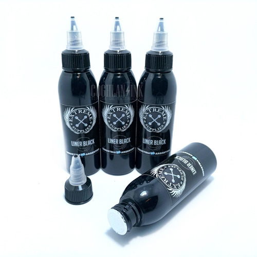 Imagen 5 de 7 de Tinta Tattoo Extreme Liner Black X 2oz Tatuajes Tatuar