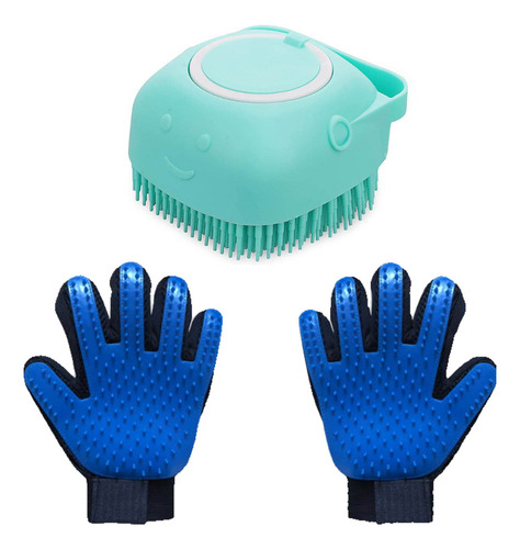 Paquete Cepillo De Baño Y Guantes Para Remover Pelo Mascotas