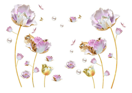 2 Pegatinas De Pared De Flores, Calcomanías Artísticas