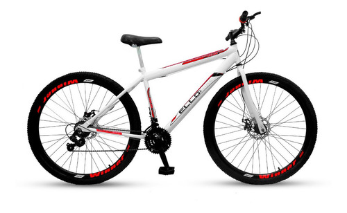 Mountain bike Ello Bike Velox aro 29 21v freios de disco mecânico câmbios Ltx cor branco/vermelho