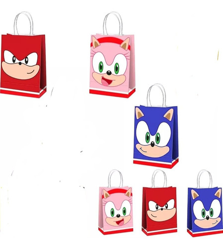 Bolsa De Papel Kraft Para Dulces Sonic, Pack De 12 Bolsas