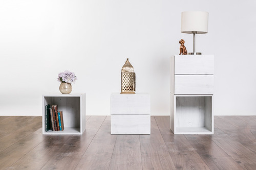 Buro Para Recamara Moderno 2 Cajones Mesa Noche Minimalista