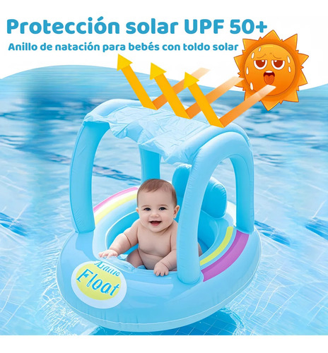 Salvavidas Inflable Infantil Con Techo Para Bebé Agua Rosa