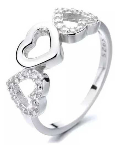 Anillo Triple Corazon Plata 925