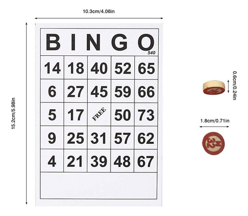 40x Tarjetas De Bingo 75 Números Chips Juego De Cartas Para