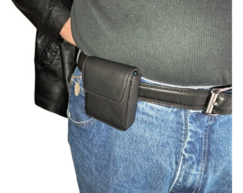 Funda Estuche Cuero Para Motorola Razr 60 Cinturón Pasacinto Negro Para Guardar El Celular Con Protección Puesta Dentro De La Funda De Cuero (silicona, Tpu, Goma)