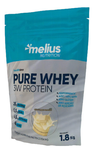 3w Pure Whey  Melius 1,8 Kg (zero Açúcar) Sabor Chocolate Branco