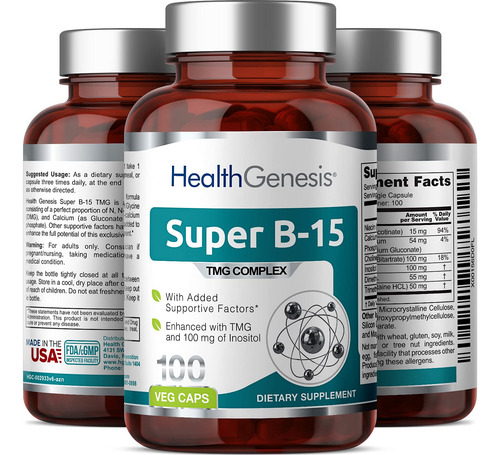 Super B-15 Complejo De Ácido Pangámico, 100 Vcaps, Tmg, Nive