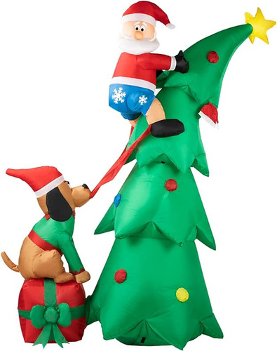 Arbol De Navidad Inflable De Papa Noel De 7 Pies Con Perro D
