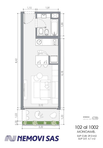 Departamento Monoambiente En Palermo Venta