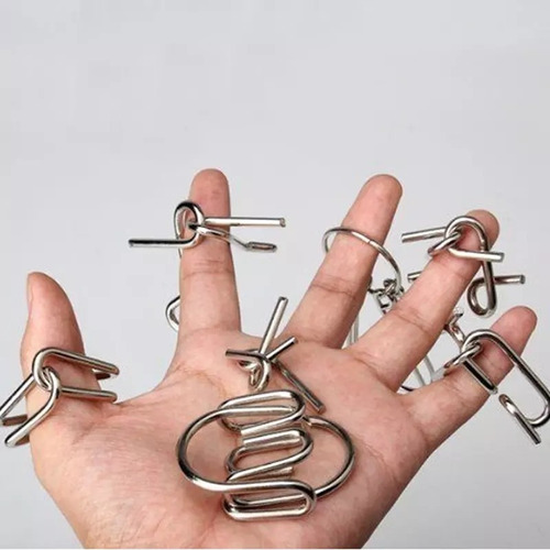 8pcs truco de magia anillo metálico locking Toy Iq Puzzle Mind para niños 