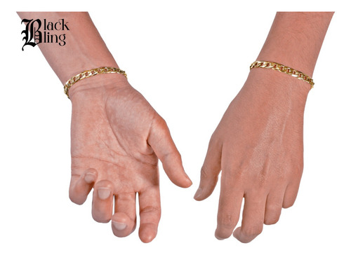 Jgo Cadena Y Pulsera Color Oro Eslabon Cubano Acero Inoxidab