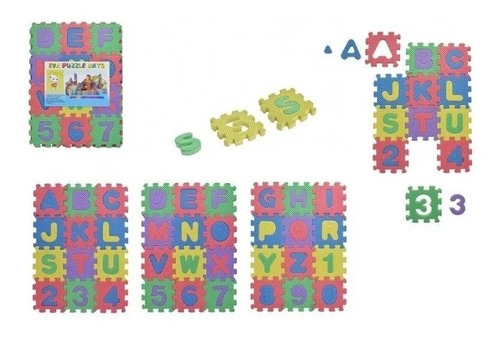 Hermoso Set De 36 Letras Y Números En Goma Eva Tipo Puzzle