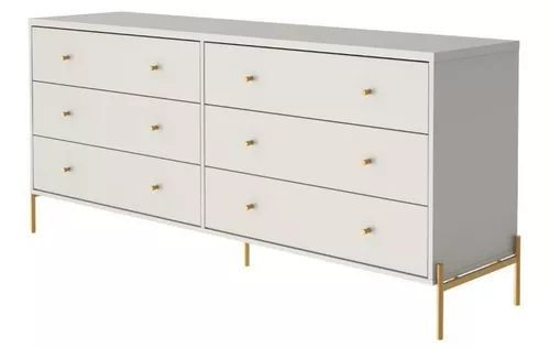 Mesa de Cabeceira Jasper 63 cm - Branco Gloss c/ Dourado - Homedock