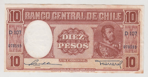 Billete Chile $10 Maschke Herrera Firma Larga Tev D107 (c85)