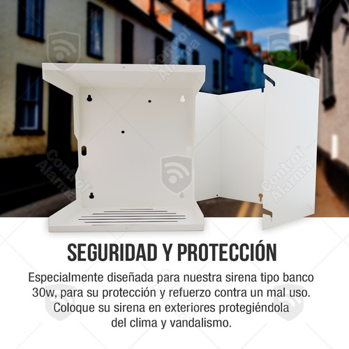 Imagen 3 de 7 de Kit Sirena 2 Tonos 30w Tipo Banco Exterior Caja Metalica Proteccion Gabinete Resguardo Alerta Seguridad Vecinal Casa