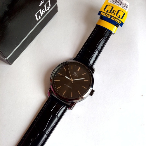 Reloj Analogo Qyq Quartz Hombre Pulso Cuero Resistente Agua