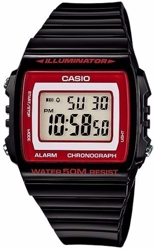 Reloj Casio W-215h-1a2 Hombre Digital Relojesymas Color de la correa Negro Color del bisel Rojo