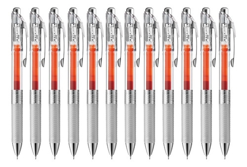 Bolígrafos Pentel Infree Bln75tl Tinta Gel Líquida 0.5mm 12u Color de la tinta Naranja Color del exterior Plata