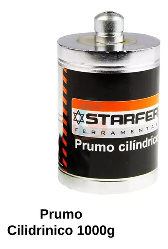 Kit 2 Prumo Cilindrico Parede Pedreiro Aço Com Fio 1000g (1kg) Starfer