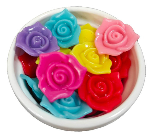 40 Pçs Miçangas Coloridas Para Criança Flor Rosa Grande