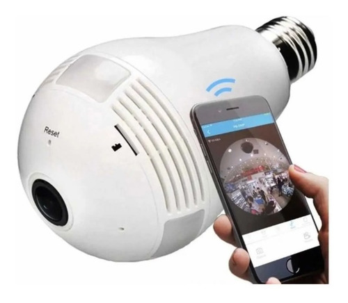 Imagem 7 de 8 de Camera Ip Seguraca Lampada Vr 360 Panoramica C/visão Noturna