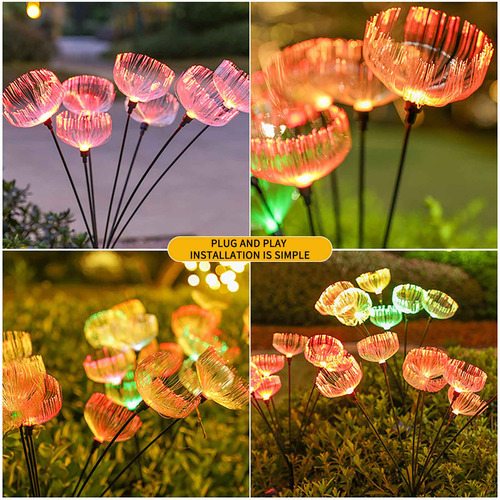 Lámpara Solar De Fibra Con Medusas, Lámpara Exterior Led, Lá