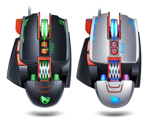 Mouse mecânico para jogadores com luz e cabo, cor V9 Silver Armor