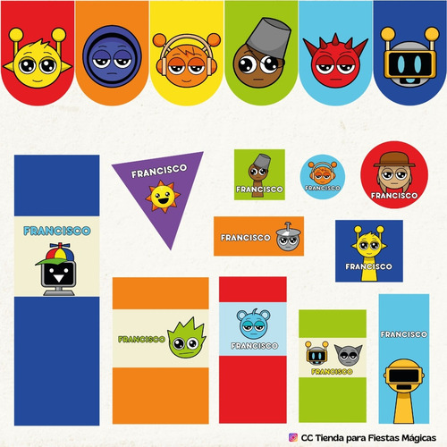 Kit Imprimible Personalizado Cumpleaños Sprunki Invitación