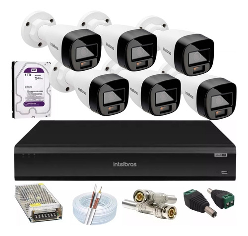 Kit Intelbras 6 Full Color 1220b Dvr Imhdx 3008 C/1tb Purple