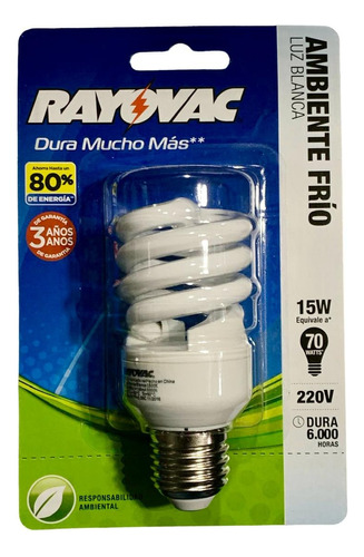 Lampara Rayovac Luz Blanca 15w Espiral