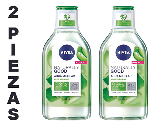 2 Pack Agua Micelar Nivea Desmaquillante Complejo Aminoácido