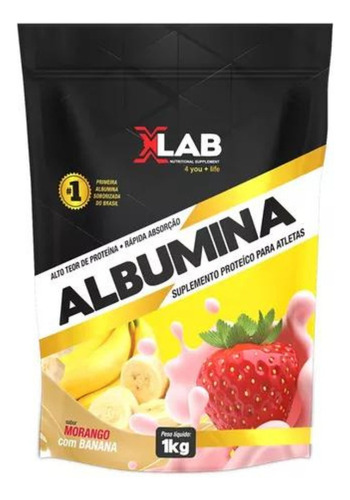 Albumina 1kg Xlab Sabor Morango C/ Banana- P/treino