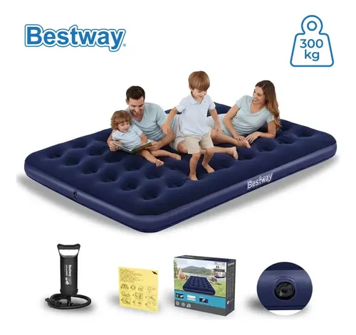 Bestway Colchão Inflável Até 300kg Casal Camping Praia + Bomba De Ar