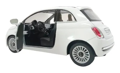 Miniatura Carrinho De Ferro Fiat 500 Branco 1 34
