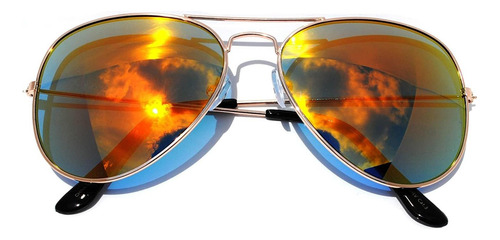 Gafas De Sol De Aviador Marco De Metal Color Dorado Espejo L