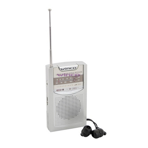 Radio Winco W-203 Am Fm Portatil Con Clip Y  Auriculares