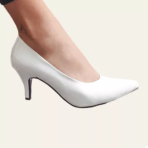 Zapatillas Blancas Mujer Tacón Bajo Selene Novia Comodas