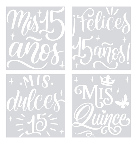 Vinil Para Globo Sticker Frases Quinceaños Mis Quince /16pzs Blanco Mixto