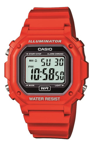 Reloj Casio Serie F108whc Digital Rojo Resistente Al Agua, 5