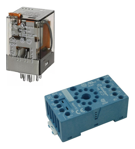 Relevador 11 Pines Redondo Con Base Bobina 120vac Finder