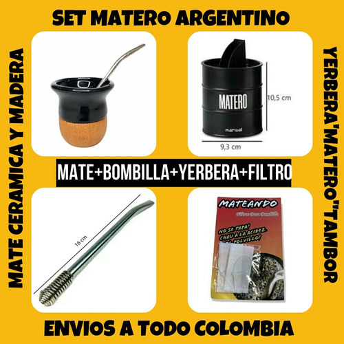 Set Matero Argentino!mate+bombilla+yerb - Kg a $339