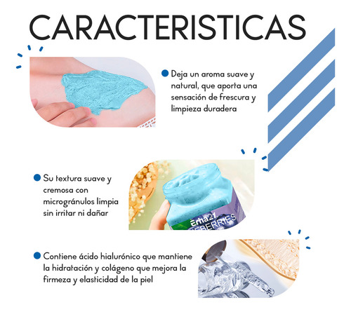 Exfoliante Corporal Diler De 350ml Fórmula Con Colágeno Y Ácido Hialurónico Para Piel Suave Limpia Y Revitalizada De Uso Diario O Semanal Aroma Mora azul