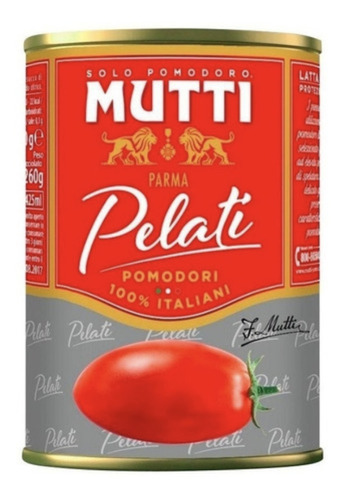 Lata De Tomate Italiano Mutti Pomodoro Pelati 400 Gr.