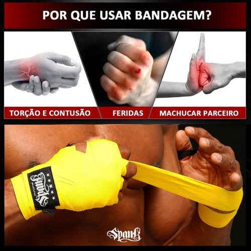Kit Boxe 2 Pares Bandagem 3m 1 Protetor Bucal Moldável Sabor Transparente