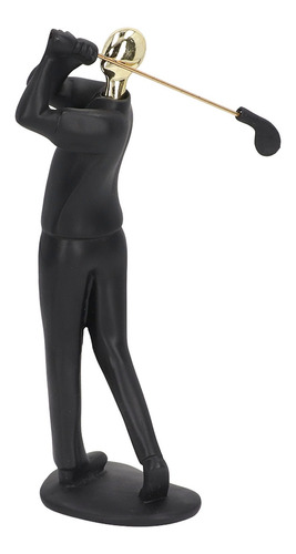 Figura De Golfista Negra Mate, Hermosa Postura, Base Antides