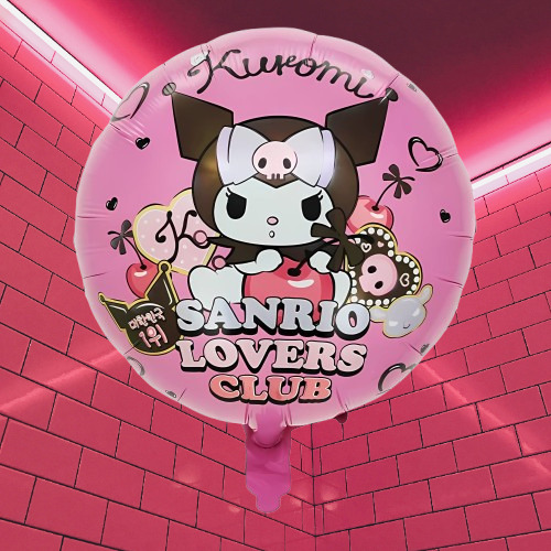 Globo Kuromi Redondo Rosa Sanrio Lovers Club Metalizado 45cm
