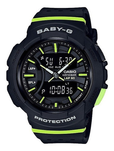 Reloj Casio G Running Bga-240-1a2dr Negro Verde Deportivo Color del fondo Negro/Verde