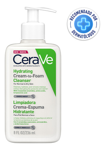 Crema Espuma Cerave Limpiadora Hidratante Para Rostro 236ml Momento De Aplicación Día/noche Tipo De Piel Piel Normal A Seca